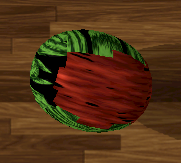 Wrong texture coordinates on a melon (in-game screenshot)